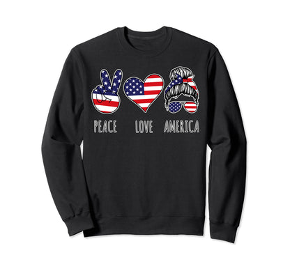 Peace Love American Flag Funny Sweatshirt - Aesthetic Graphic Men Women - T-Shirt, Sweatshirt, Hoodie