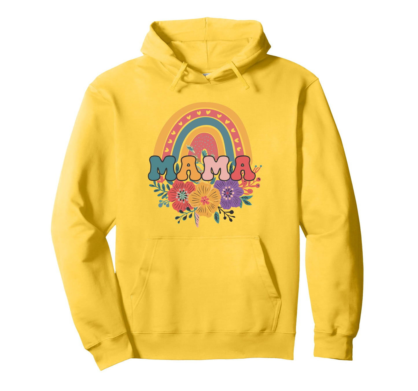 Mama Rainbow Floral Happy Mothers Hoodie - Fun Novelty Design for Adults - T-Shirt, Sweatshirt, Hoodie