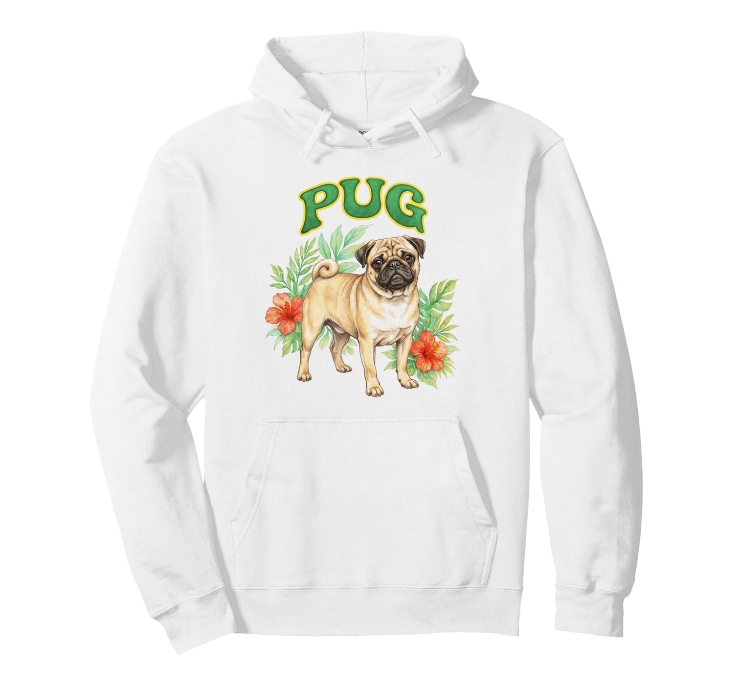 Pug Dog Groovy Floral Pug Dog Hoodie - Casual Everyday Wear for Adults - T-Shirt, Sweatshirt, Hoodie