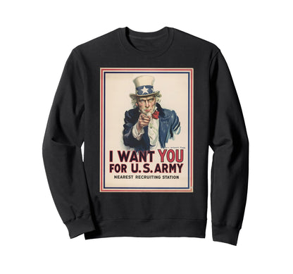 Uncle Sam Pointing Americana Sweatshirt - Graphic Print Men Women - T-Shirt, Sweatshirt, Hoodie