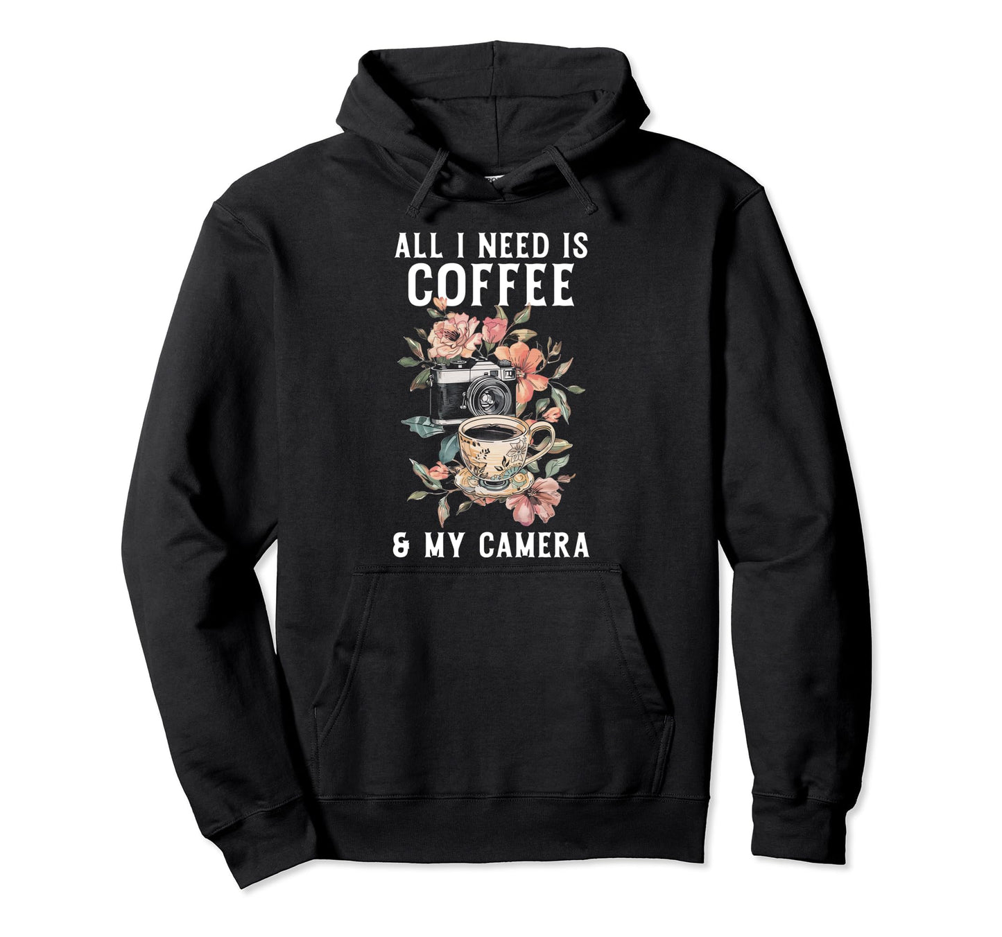 Coffee Camera Photographer Flowers Hoodie - Aesthetic Graphic Men Women - T-Shirt, Sweatshirt, Hoodie
