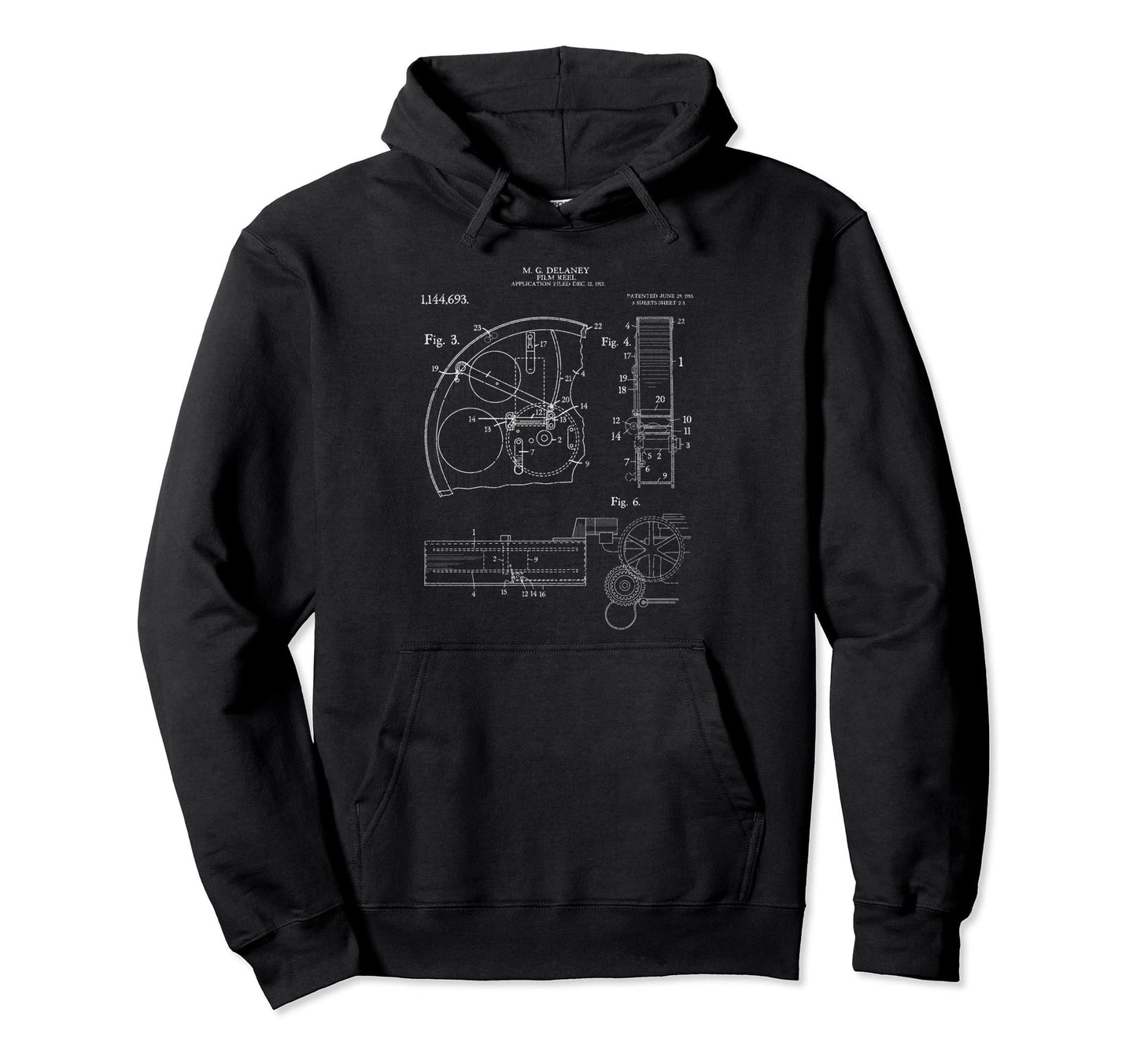 Film Reel Patent Camera Filmmaker Hoodie - Minimalist Print Unisex - T-Shirt, Sweatshirt, Hoodie