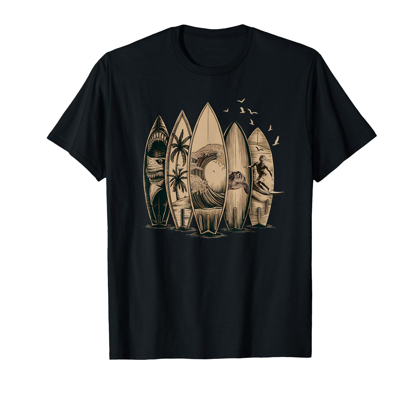 Surfing Tropical Surfboards T-Shirt - Trendy Graphic for Adults - T-Shirt, Sweatshirt, Hoodie