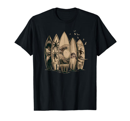 Surfing Tropical Surfboards T-Shirt - Trendy Graphic for Adults - T-Shirt, Sweatshirt, Hoodie