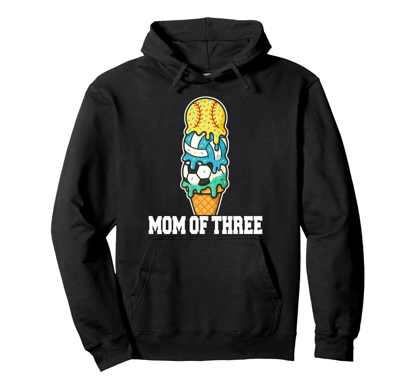 Softball Soccer Volleyball Mom Ice Cream Hoodie - Graphic Print Men Women - T-Shirt, Sweatshirt, Hoodie