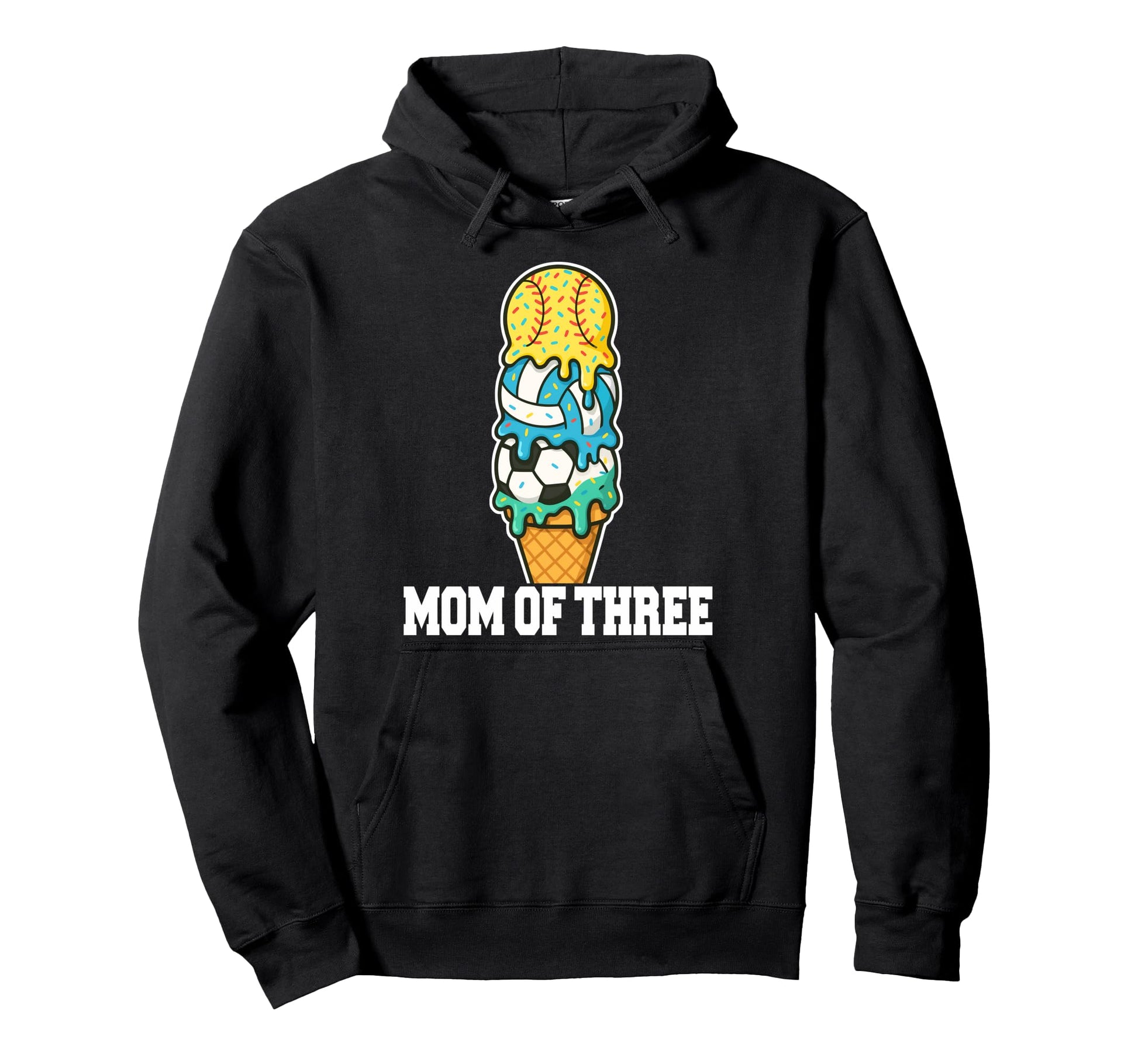 Softball Soccer Volleyball Mom Ice Cream Hoodie - Graphic Print Men Women - T-Shirt, Sweatshirt, Hoodie