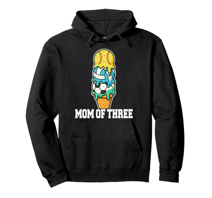 Softball Soccer Volleyball Mom Ice Cream Hoodie - Graphic Print Men Women - T-Shirt, Sweatshirt, Hoodie
