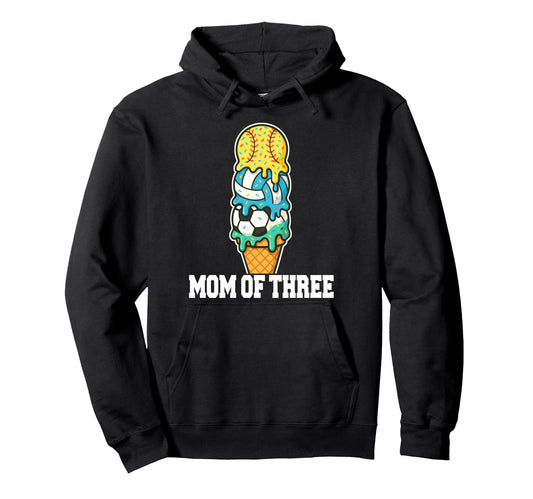 Softball Soccer Volleyball Mom Ice Cream Hoodie - Graphic Print Men Women - T-Shirt, Sweatshirt, Hoodie