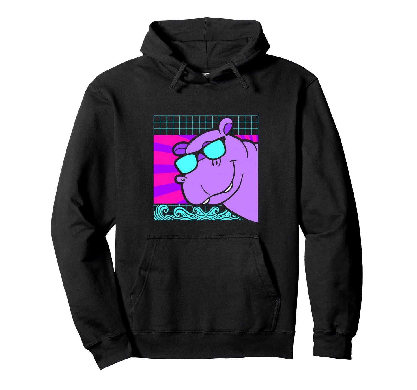 Aesthetic Vaporwave Outfits Hippo Hoodie - Custom Art Print Unisex - T-Shirt, Sweatshirt, Hoodie