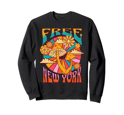 Free New York Protest 70S Boho Sweatshirt - Casual Everyday Wear Unisex - T-Shirt, Sweatshirt, Hoodie