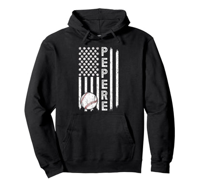 Baseball Pepere Grandpa Us Flag Baseball Hoodie - Unique Graphic Men Women - T-Shirt, Sweatshirt, Hoodie