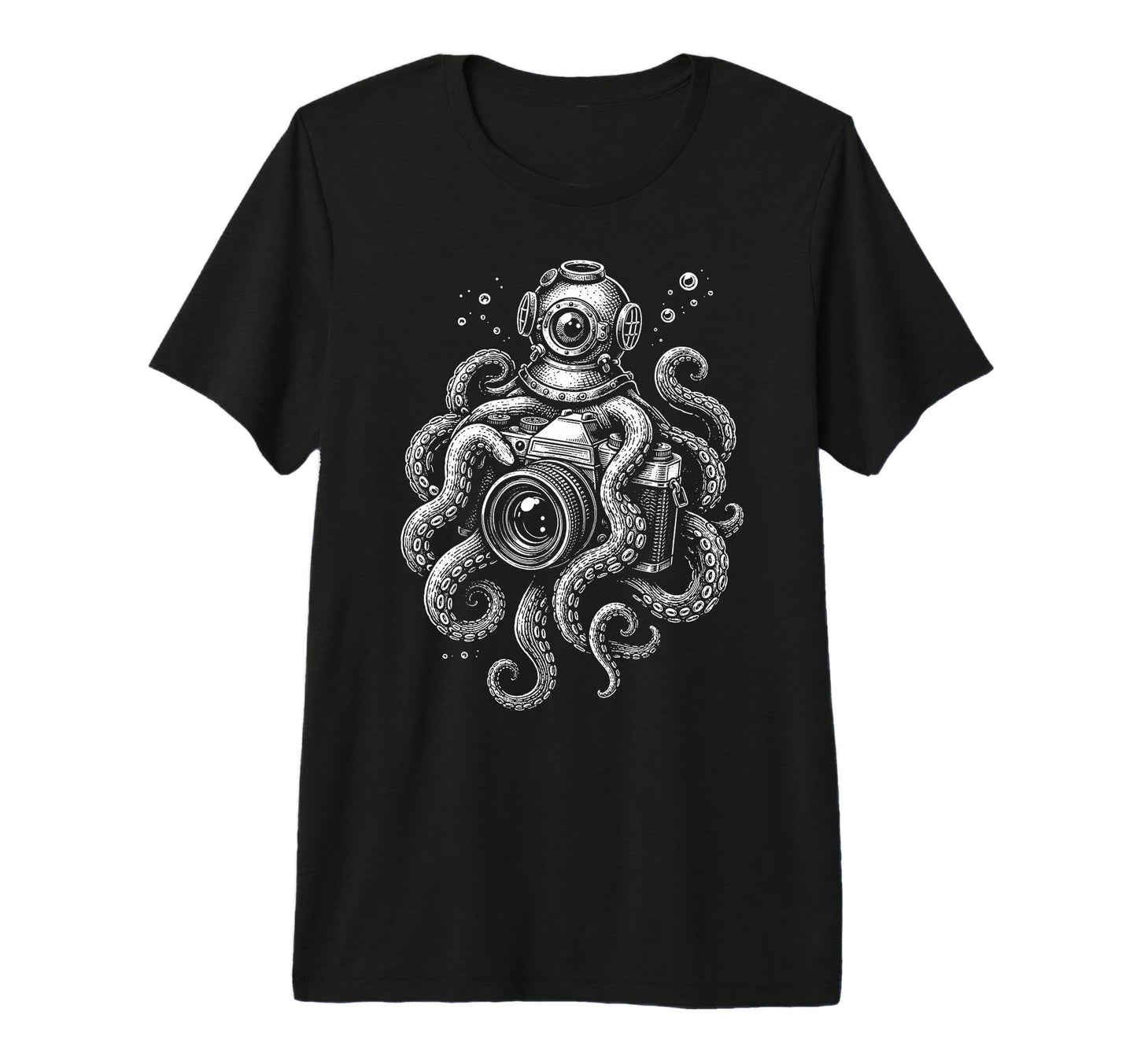 Photographer Octopus Camera Art T-Shirt - Minimalist Print Men Women - T-Shirt, Sweatshirt, Hoodie