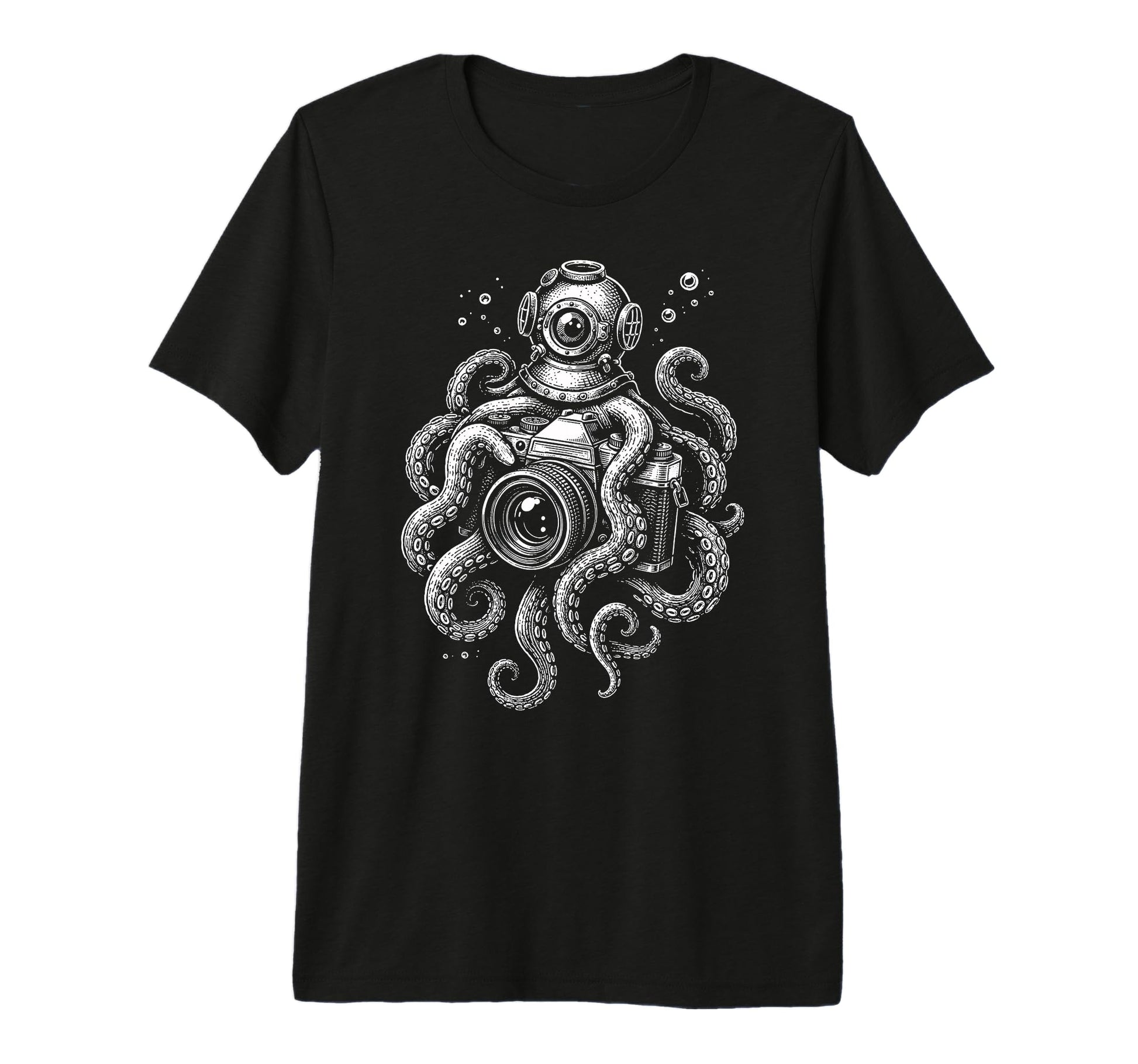 Photographer Octopus Camera Art T-Shirt - Minimalist Print Men Women - T-Shirt, Sweatshirt, Hoodie