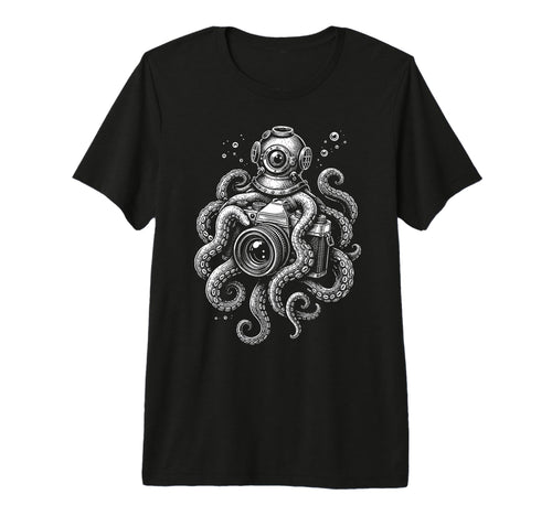 Photographer Octopus Camera Art T-Shirt - Minimalist Print Men Women - T-Shirt, Sweatshirt, Hoodie