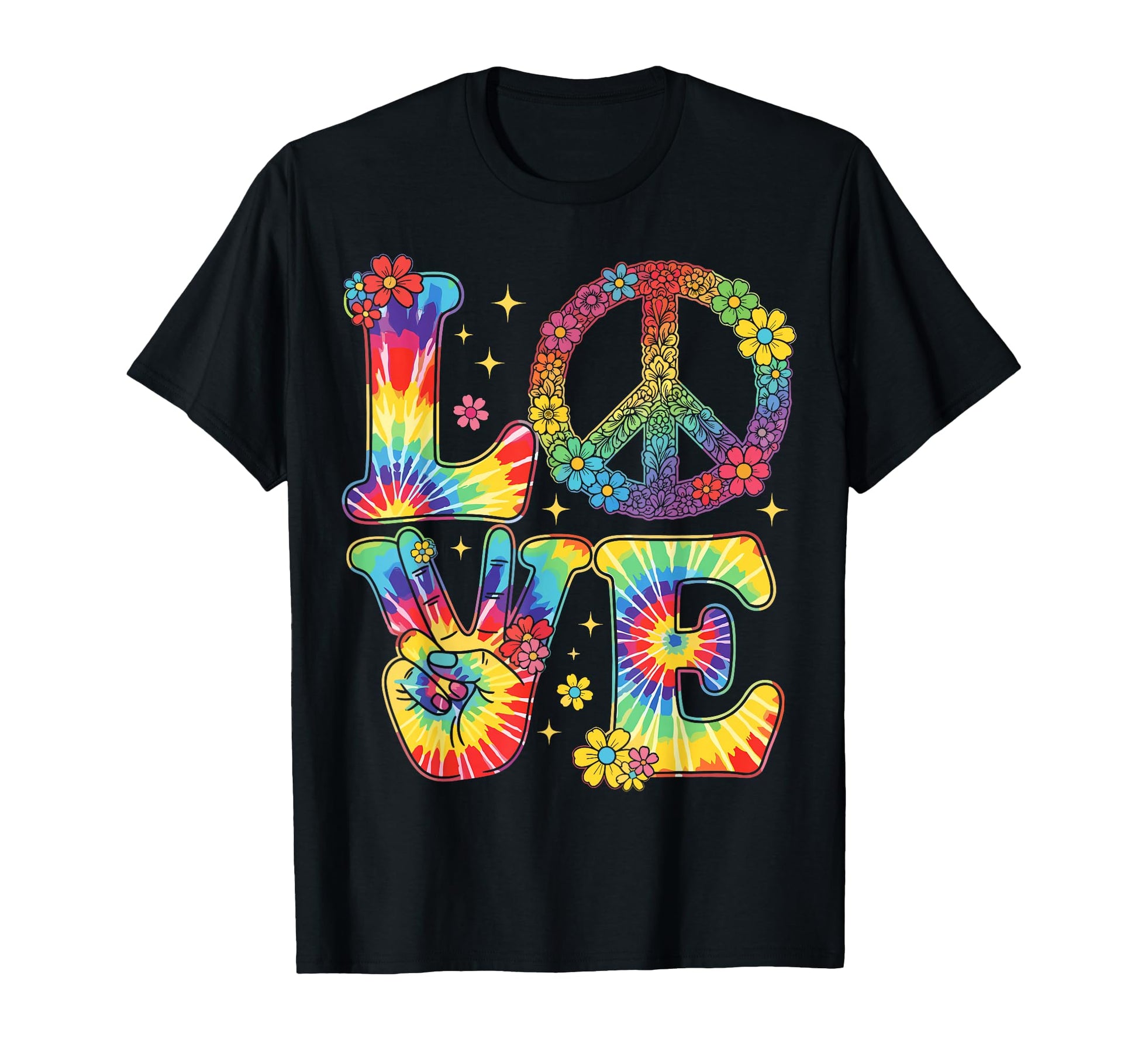 Tie Dye Love Peace Sign Hippie T-Shirt - Novelty Apparel for Adults - T-Shirt, Sweatshirt, Hoodie