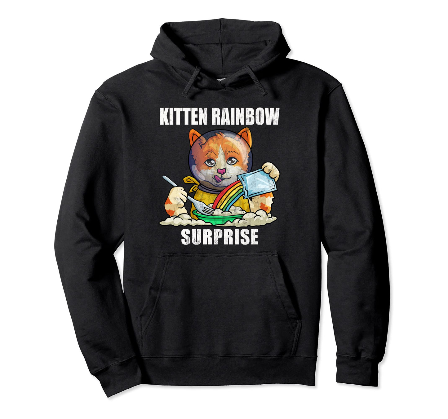 Rainbow Kitten Surprise Grunge Cat Hoodie - Minimalist Print for Adults - T-Shirt, Sweatshirt, Hoodie