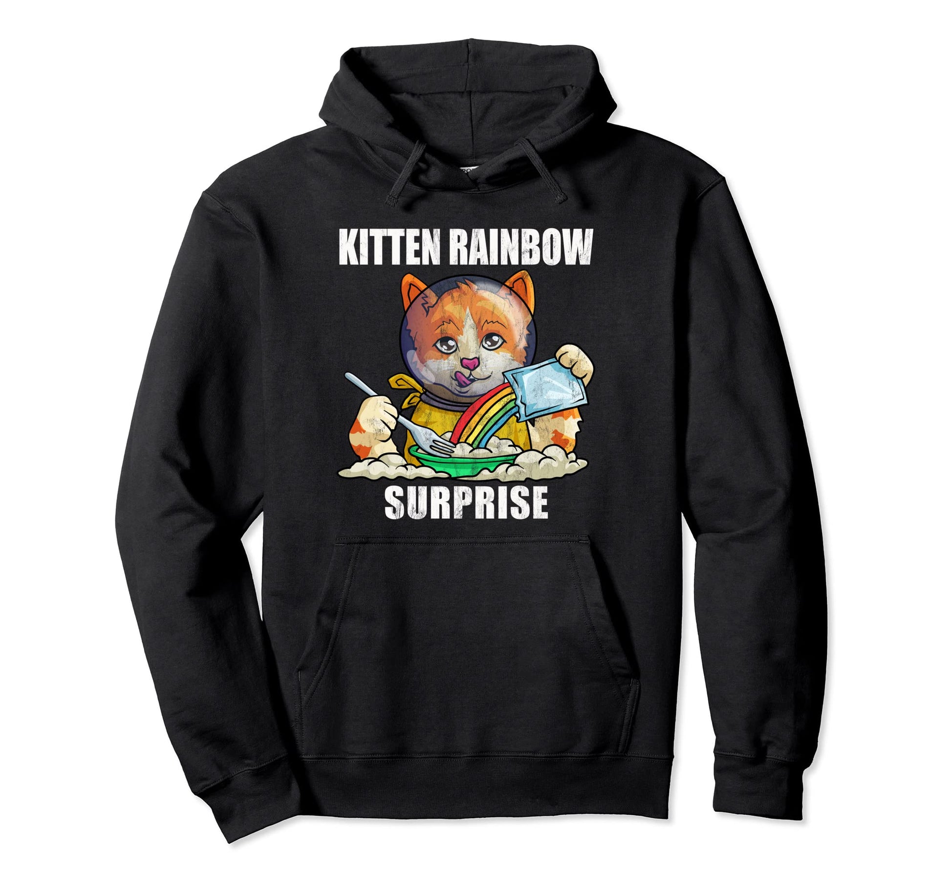 Rainbow Kitten Surprise Grunge Cat Rock Hoodie - Trendy Graphic Unisex - T-Shirt, Sweatshirt, Hoodie