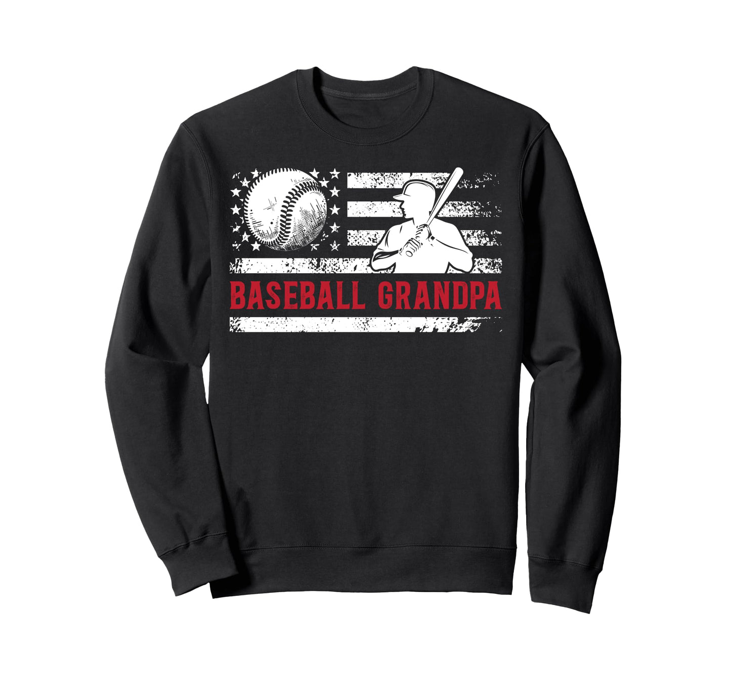 Baseball Grandpa Us Flag Baseball Sweatshirt - Unique Graphic Men Women - T-Shirt, Sweatshirt, Hoodie