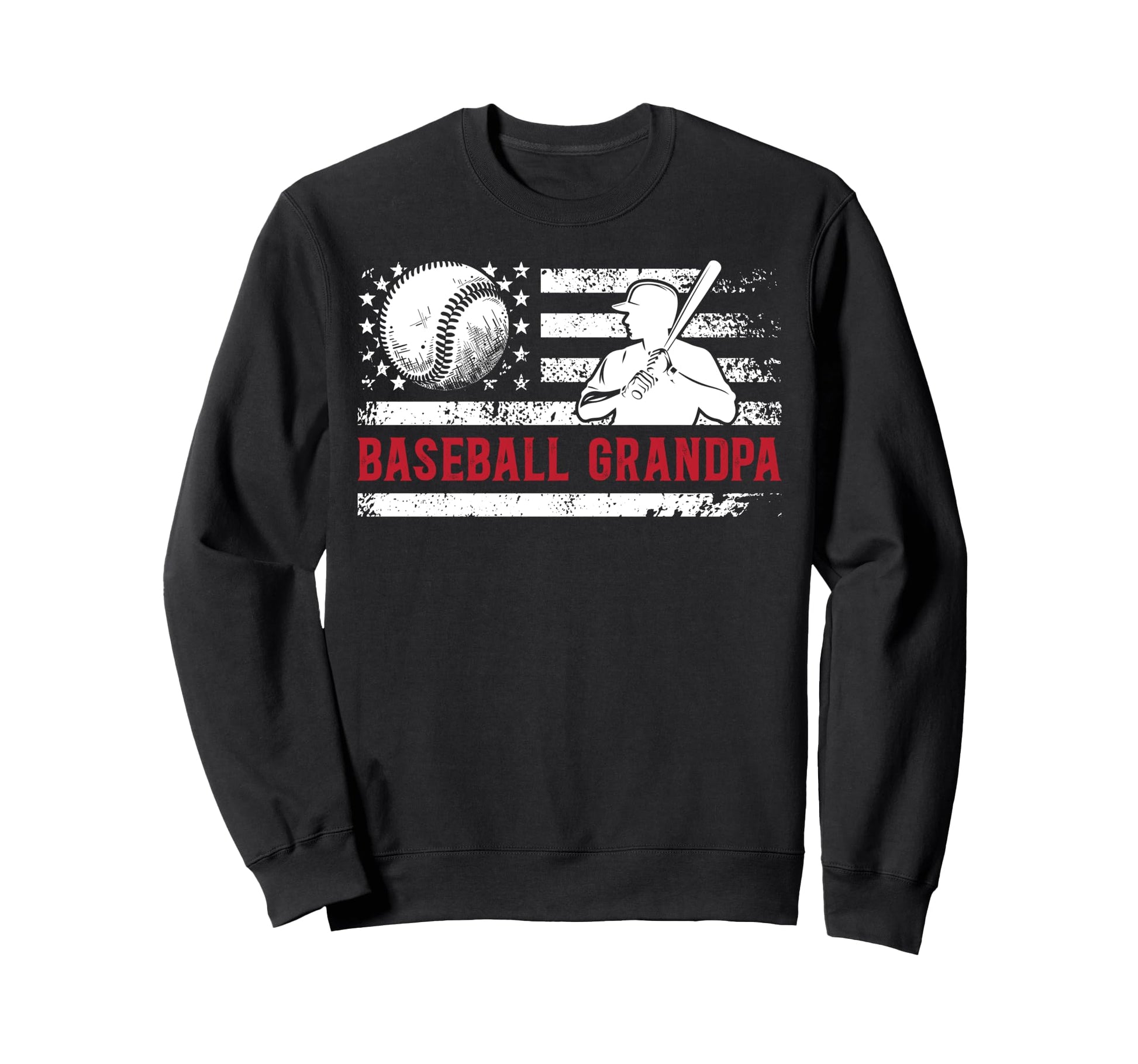 Baseball Grandpa Us Flag Baseball Sweatshirt - Unique Graphic Men Women - T-Shirt, Sweatshirt, Hoodie