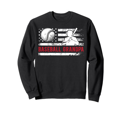 Baseball Grandpa Us Flag Baseball Sweatshirt - Unique Graphic Men Women - T-Shirt, Sweatshirt, Hoodie