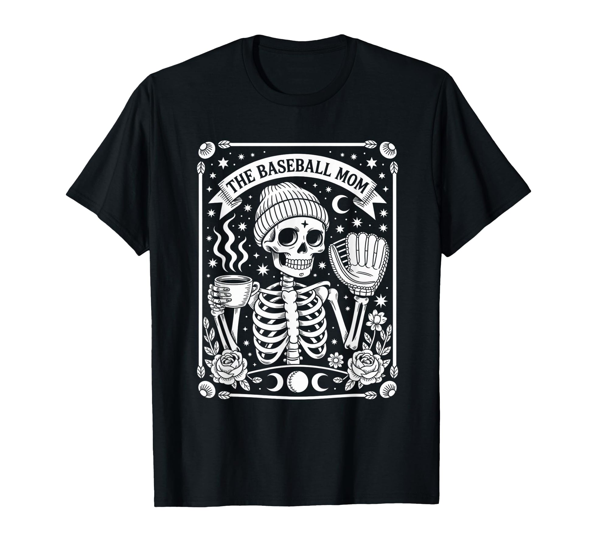 Baseball Mom Gothic Skeleton Glove T-Shirt - Minimalist Print for Adults - T-Shirt, Sweatshirt, Hoodie