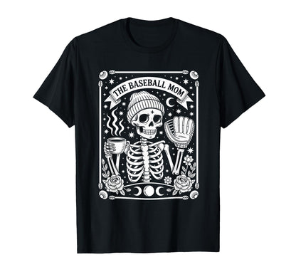 Baseball Mom Gothic Skeleton Glove T-Shirt - Minimalist Print for Adults - T-Shirt, Sweatshirt, Hoodie
