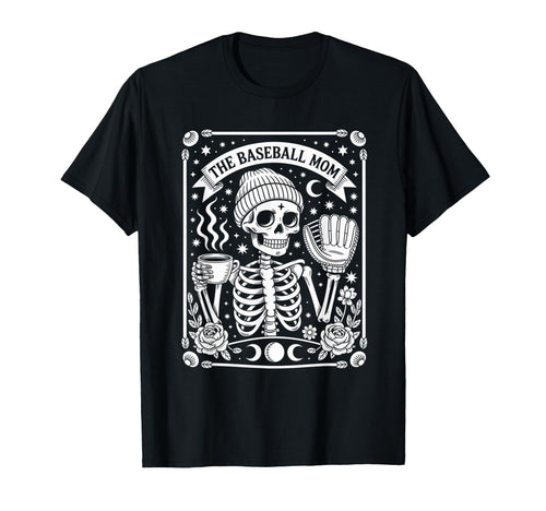 Baseball Mom Gothic Skeleton Glove T-Shirt - Minimalist Print for Adults - T-Shirt, Sweatshirt, Hoodie