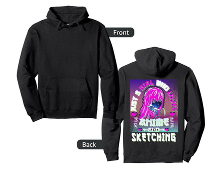 Japanese Vaporwave Sad Sketching Hoodie - Casual Everyday Wear Unisex - T-Shirt, Sweatshirt, Hoodie