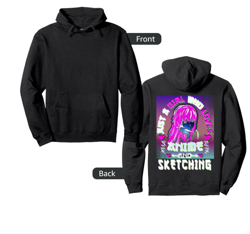 Japanese Vaporwave Sad Sketching Hoodie - Casual Everyday Wear Unisex - T-Shirt, Sweatshirt, Hoodie