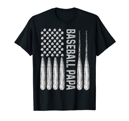 Mens Baseball Papa Usa Flag Coach T-Shirt - Custom Art Print for Adults - T-Shirt, Sweatshirt, Hoodie
