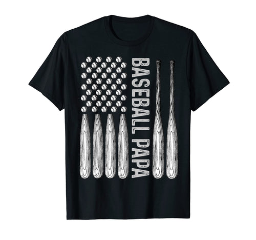 Mens Baseball Papa Usa Flag Coach T-Shirt - Custom Art Print for Adults - T-Shirt, Sweatshirt, Hoodie