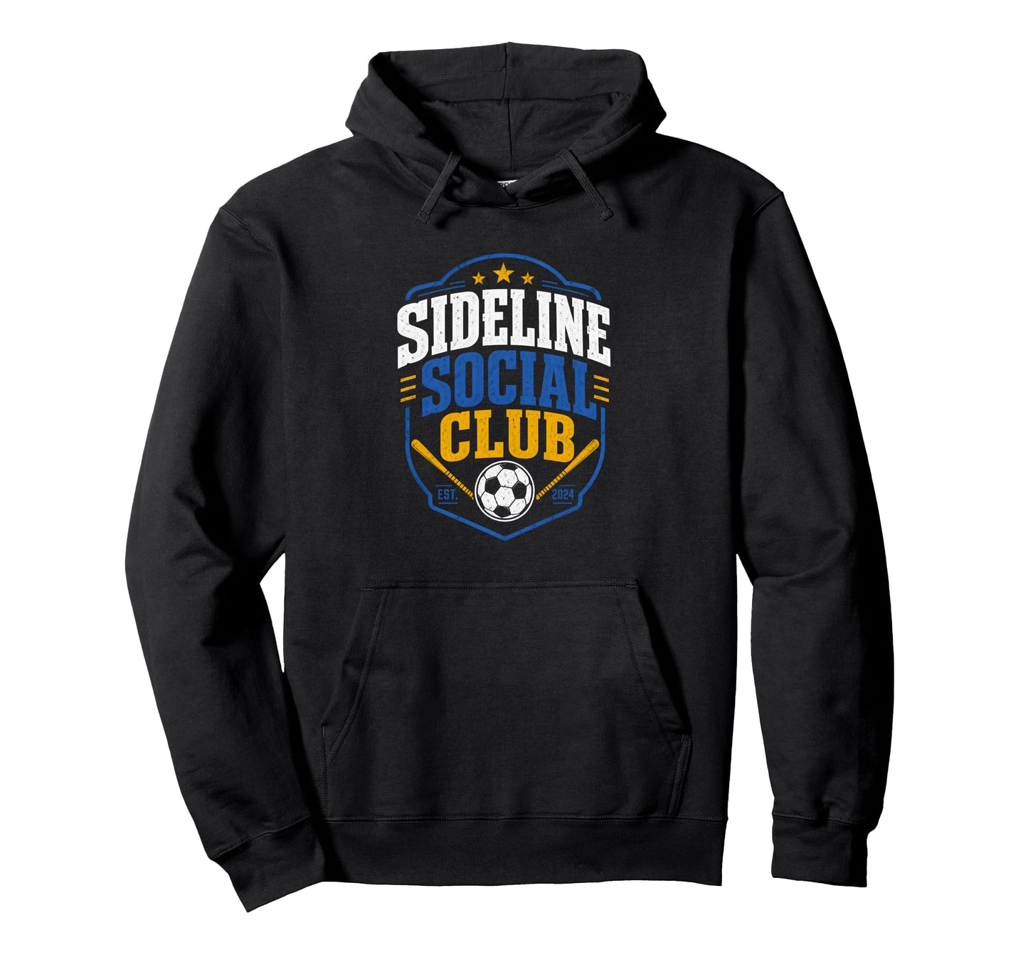 Sideline Social Club Soccer Baseball Hoodie - Unique Graphic for Adults - T-Shirt, Sweatshirt, Hoodie