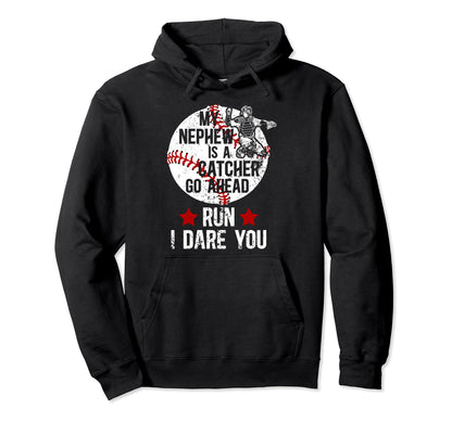 My Nephew Is Baseball Catcher Aunt Hoodie - Minimalist Print Men Women - T-Shirt, Sweatshirt, Hoodie