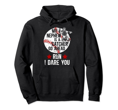 My Nephew Is Baseball Catcher Aunt Hoodie - Minimalist Print Men Women - T-Shirt, Sweatshirt, Hoodie