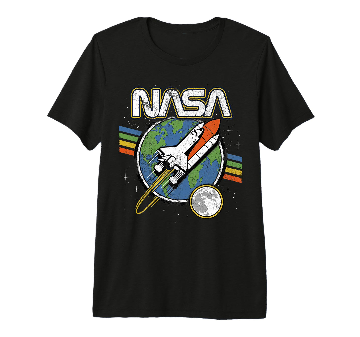 Nasa Blast Off Rainbow Stripes T-Shirt - Casual Everyday Wear Men Women - T-Shirt, Sweatshirt, Hoodie