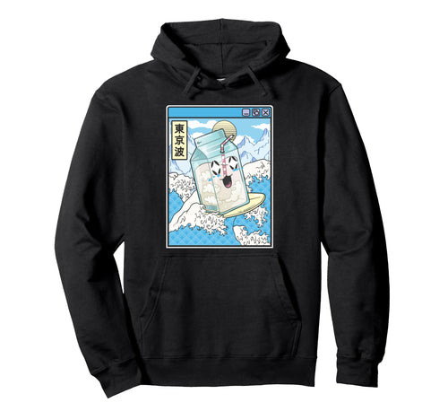 Surfing Milk Carton Japanese Waves Anime Hoodie - Unique Graphic Men Women - T-Shirt, Sweatshirt, Hoodie