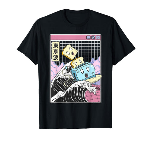 Toaster Great Wave Kawaii Vaporwave T-Shirt - Novelty Apparel Unisex - T-Shirt, Sweatshirt, Hoodie