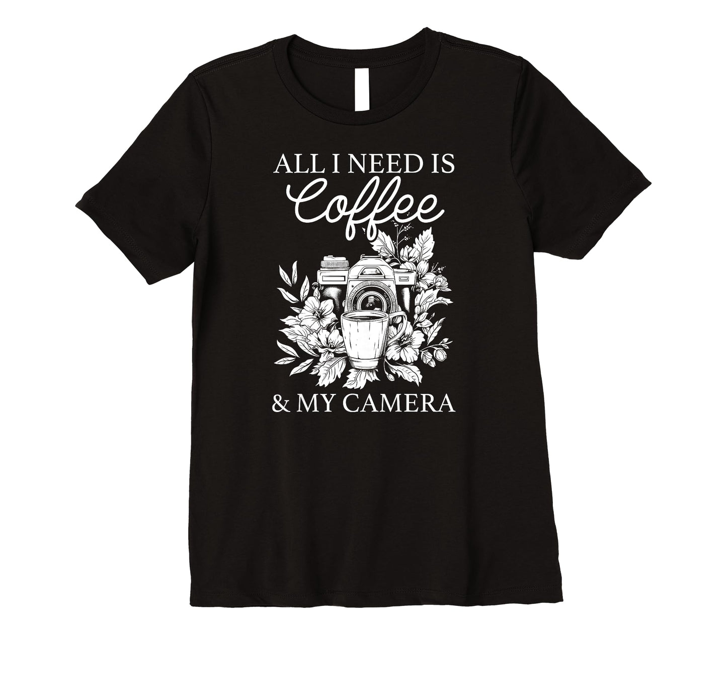 Womens Coffee Camera Photographer T-Shirt - Graphic Print Men Women - T-Shirt, Sweatshirt, Hoodie