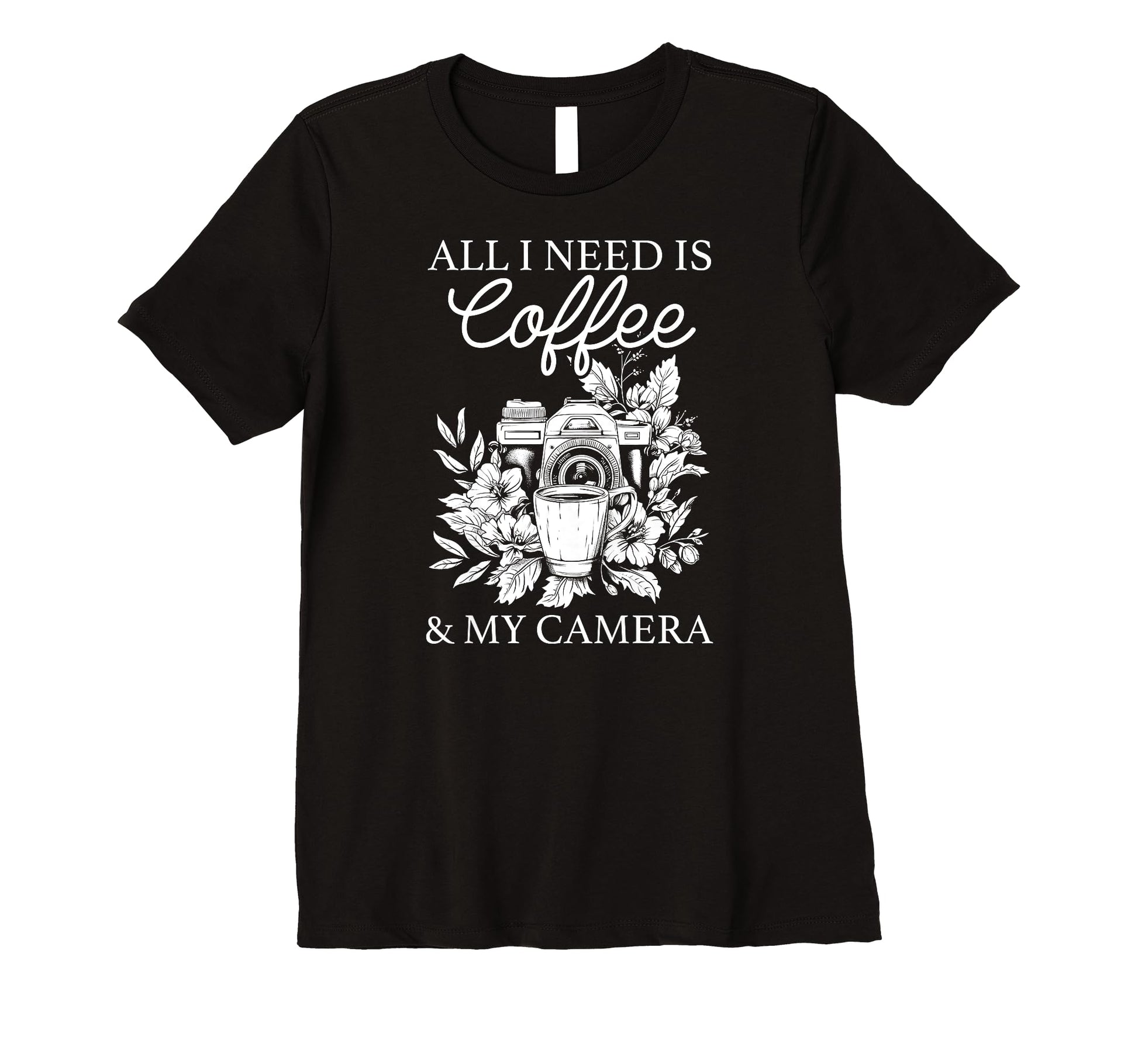 Womens Coffee Camera Photographer T-Shirt - Graphic Print Men Women - T-Shirt, Sweatshirt, Hoodie