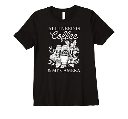 Womens Coffee Camera Photographer T-Shirt - Graphic Print Men Women - T-Shirt, Sweatshirt, Hoodie