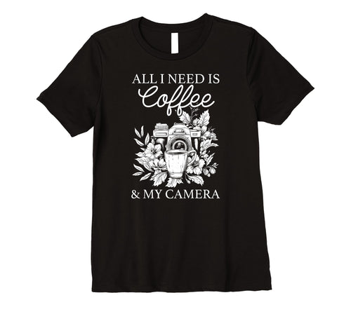 Womens Coffee Camera Photographer T-Shirt - Graphic Print Men Women - T-Shirt, Sweatshirt, Hoodie