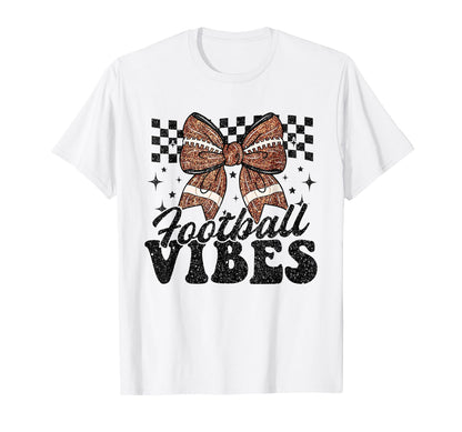 Football Vibes Bow Checkered Game Day T-Shirt - Graphic Print Men Women - T-Shirt, Sweatshirt, Hoodie