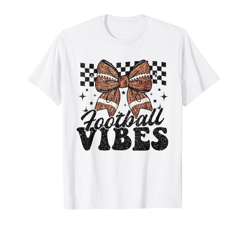 Football Vibes Bow Checkered Game Day T-Shirt - Graphic Print Men Women - T-Shirt, Sweatshirt, Hoodie