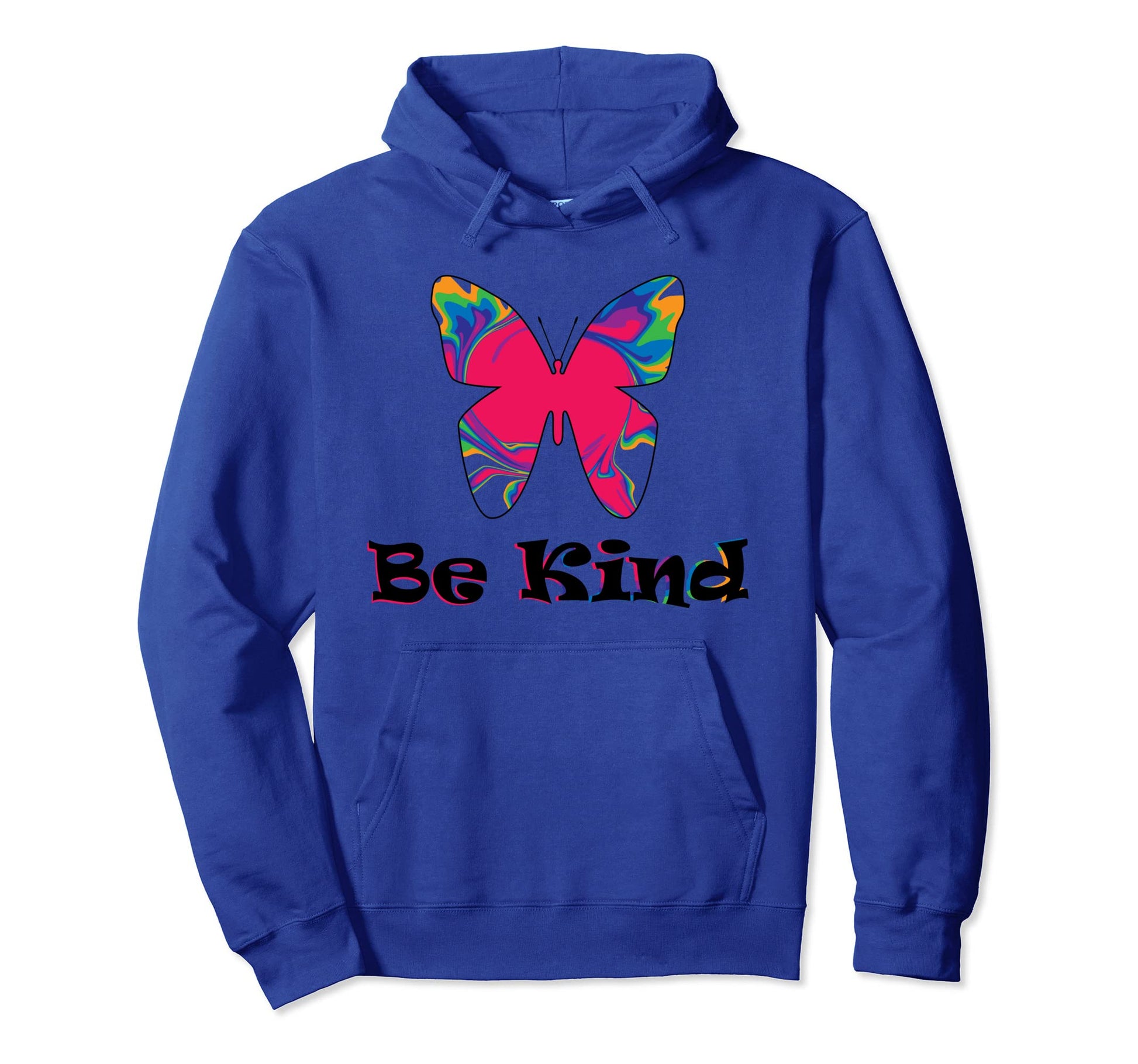 Be Kind Butterfly Tie Dye Rainbow Bright Hoodie - Unique Graphic Men Women - T-Shirt, Sweatshirt, Hoodie
