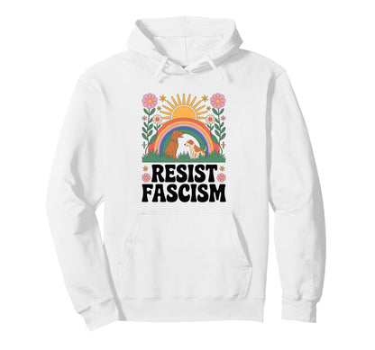 Dogs Resist Fascism Groovy Rainbow No Hoodie - Custom Art Print Men Women - T-Shirt, Sweatshirt, Hoodie