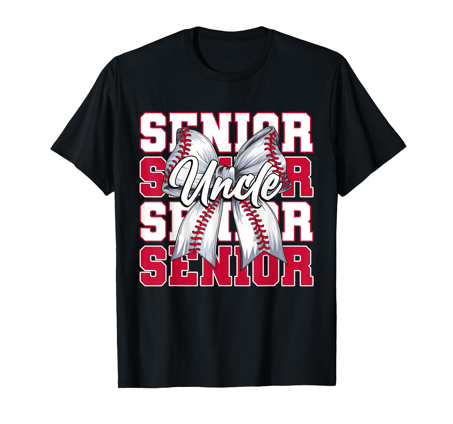 Baseball Uncle Senior 2026 Coquette Bow T-Shirt - Novelty Apparel Unisex - T-Shirt, Sweatshirt, Hoodie