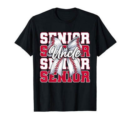 Baseball Uncle Senior 2026 Coquette Bow T-Shirt - Novelty Apparel Unisex - T-Shirt, Sweatshirt, Hoodie