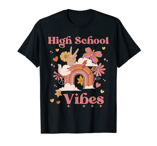 High School Vibes Groovy Boho Rainbow T-Shirt - Aesthetic Graphic Men Women - T-Shirt, Sweatshirt, Hoodie