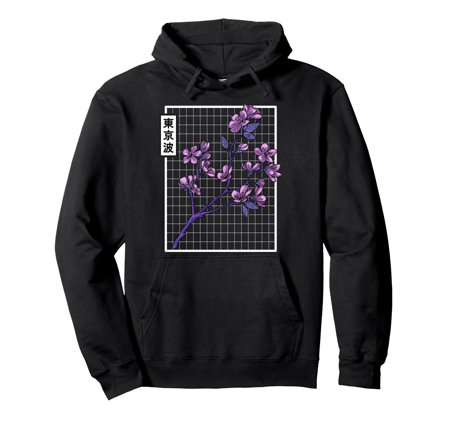 Cherry Blossom Grid Vaporwave Hoodie - Minimalist Print for Adults - T-Shirt, Sweatshirt, Hoodie