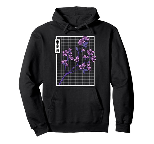 Cherry Blossom Grid Vaporwave Hoodie - Minimalist Print for Adults - T-Shirt, Sweatshirt, Hoodie